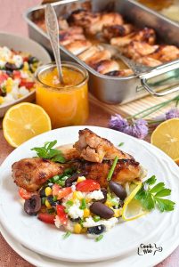 Sticky Apricot Chicken with Rainbow Rice
