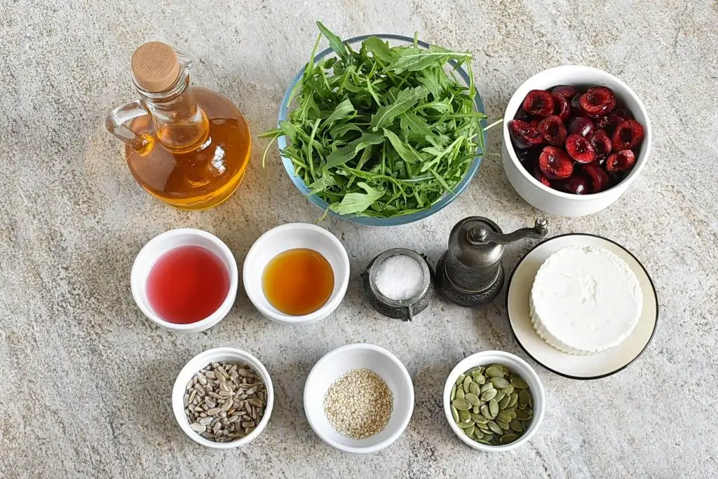 Ingredients for Cherry, Arugula and Goat Cheese Salad