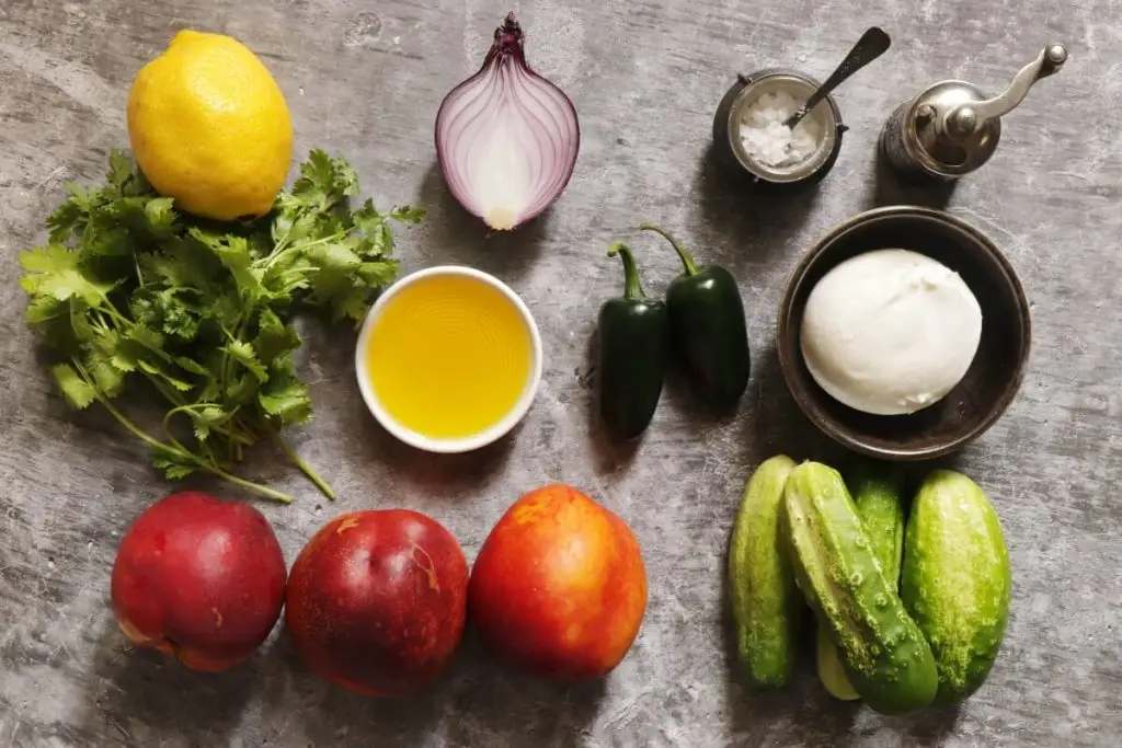 Ingredients for Nectarine and Cucumber Salad