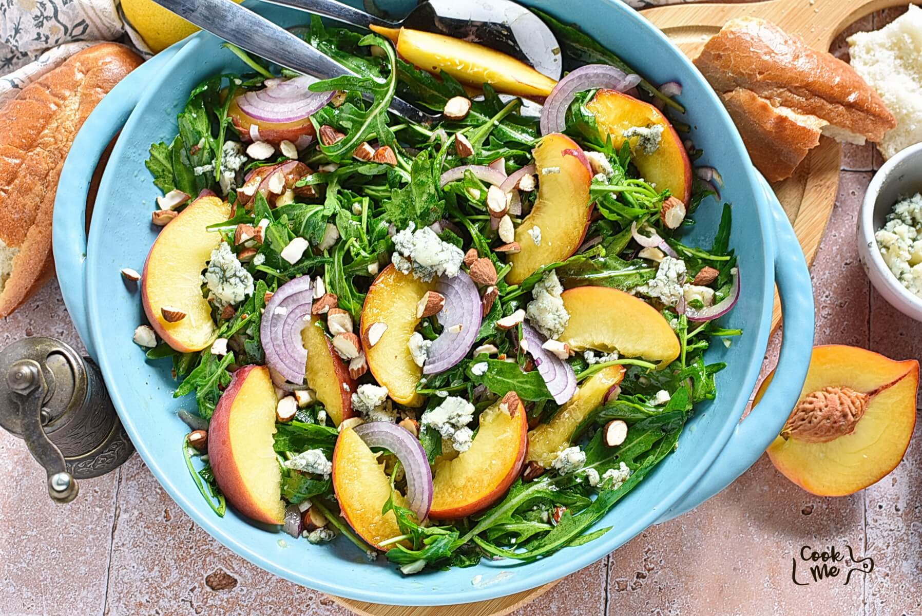 Peach, Arugula, and Blue Cheese Salad Recipes– HomemadePeach, Arugula, and Blue Cheese Salad– Easy Peach, Arugula, and Blue Cheese Salad (10)