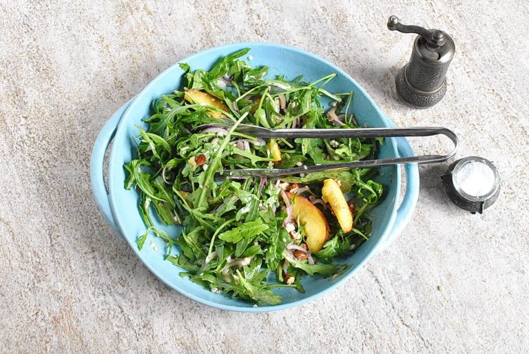 Step 2 - Peach, Arugula, and Blue Cheese Salad