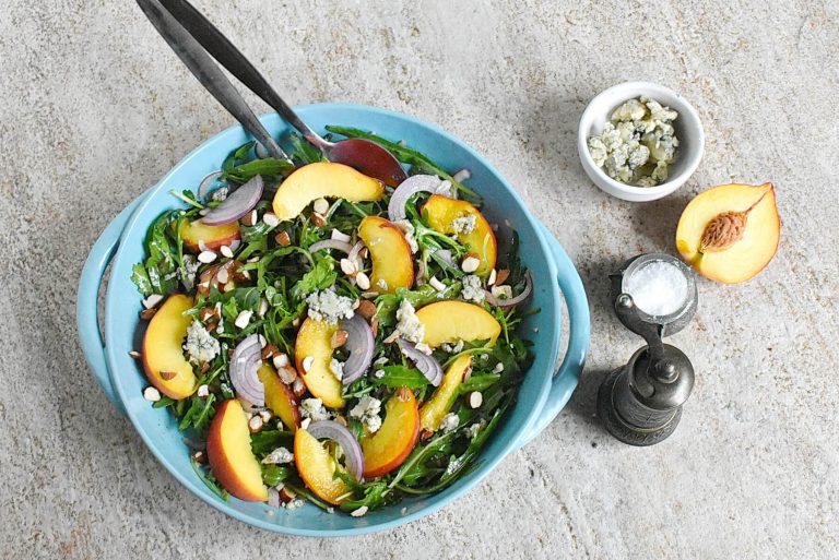 Step 3 - Peach, Arugula, and Blue Cheese Salad