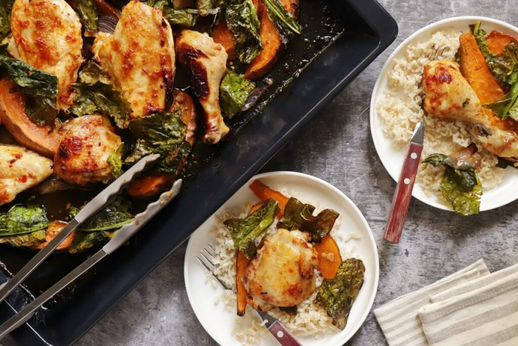 How to serve Sheet Pan Chicken and Sweet Potatoes