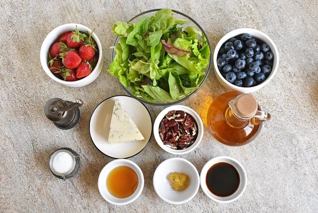 Ingredients for Strawberry and Mixed Green Salad