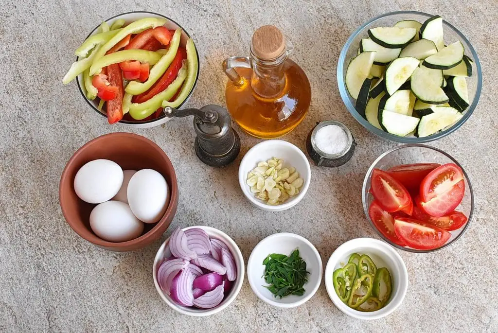 Ingredients for Summer Roasted Vegetable Baked Eggs