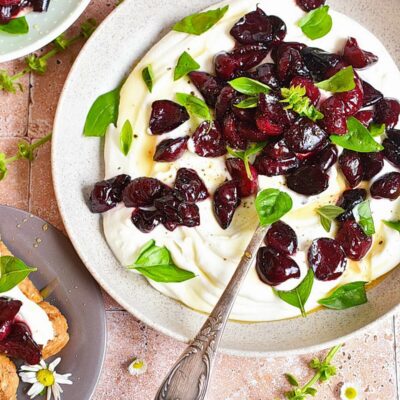 Whipped Ricotta with Roasted Sweet Cherries Recipes– HomemadeWhipped Ricotta with Roasted Sweet Cherries – Easy Whipped Ricotta with Roasted Sweet Cherries