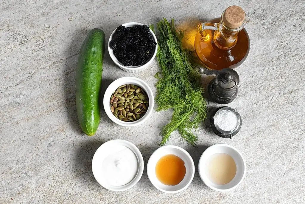 Ingredients for Cucumber Salad with Blackberries