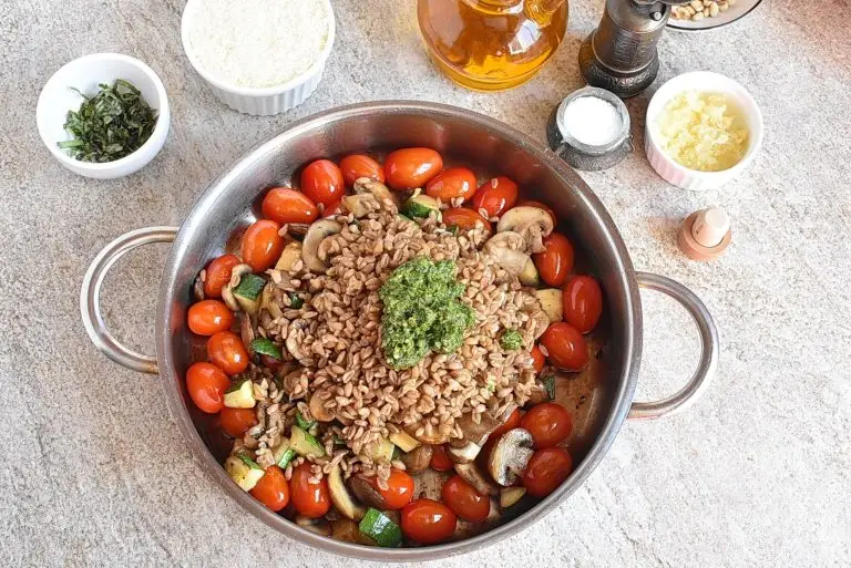 Step 4 - Farro with Blistered Tomatoes & Pesto