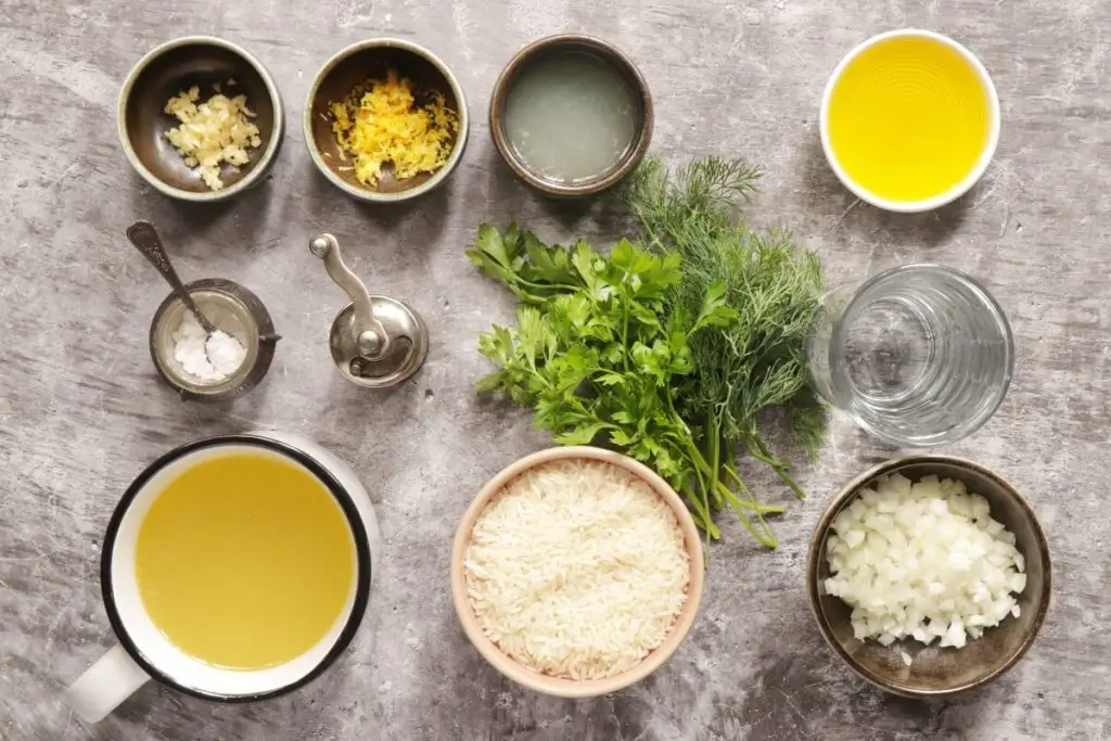 Ingredients for Greek Lemon Rice