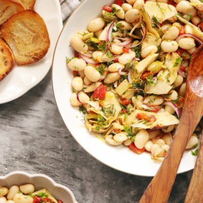 Marinated Butter Beans Recipe-Vegan Marinated Butter Beans-Butter Beans with Garlic, Lemon and Herbs-Marinated Gigante Beans with Olives