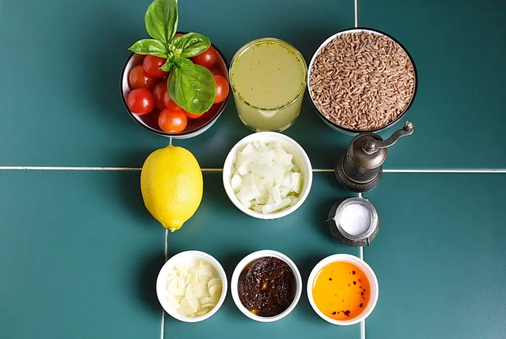 Ingredients for One-Pot Sun-Dried Tomato Farro