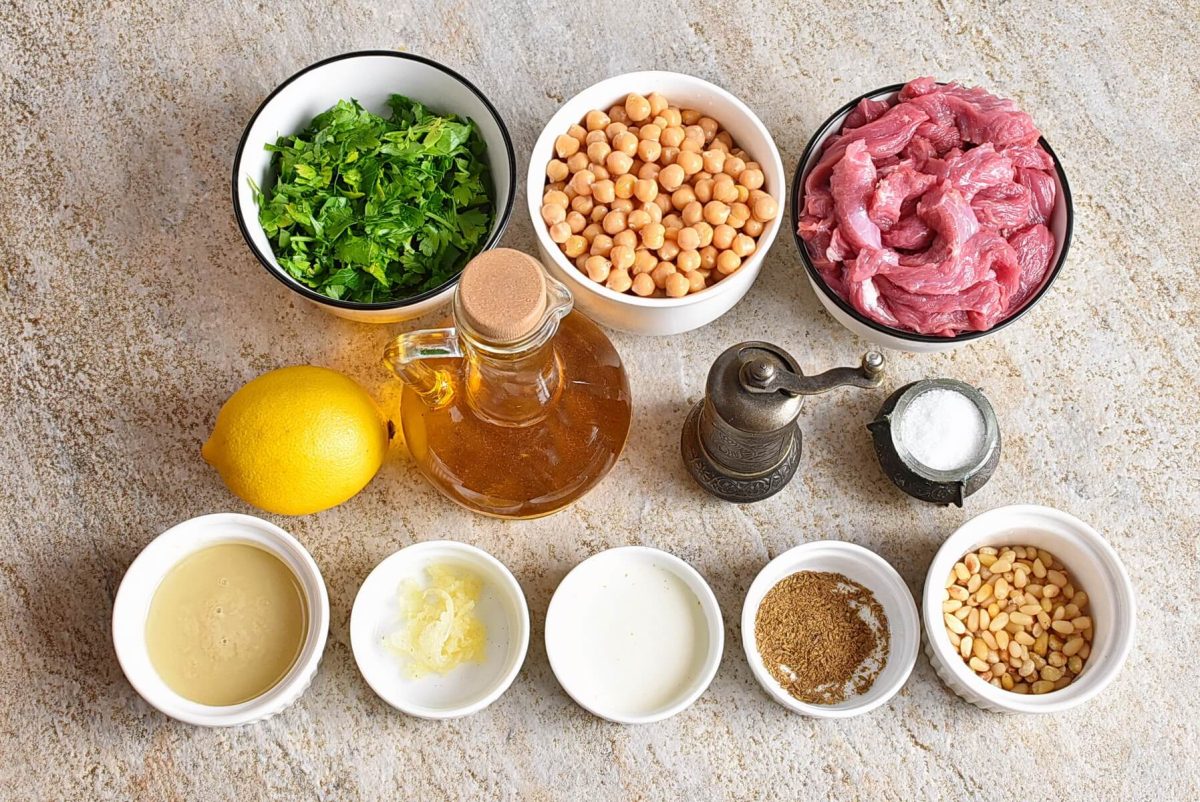 Ingredients for Parsley Hummus with Australian Beef Strips