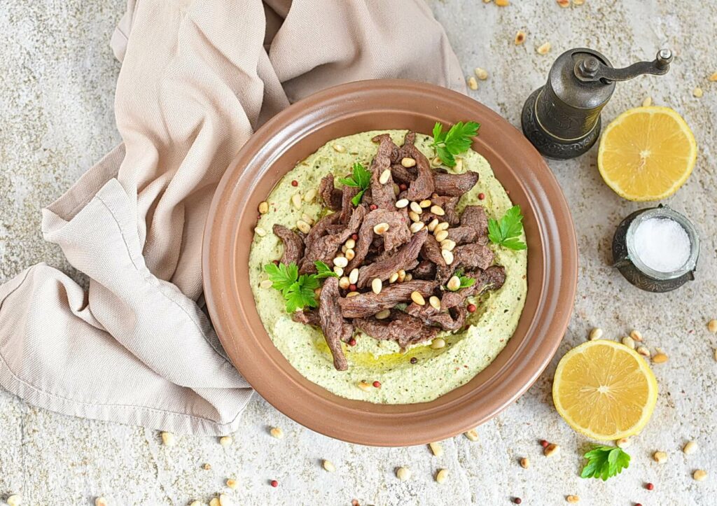 How to serve Parsley Hummus with Australian Beef Strips