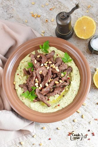 Parsley Hummus with Australian Beef Strips