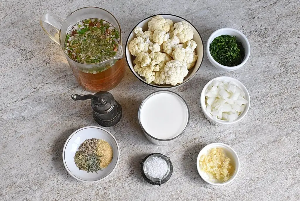 Ingredients for Vegan Cauliflower Soup