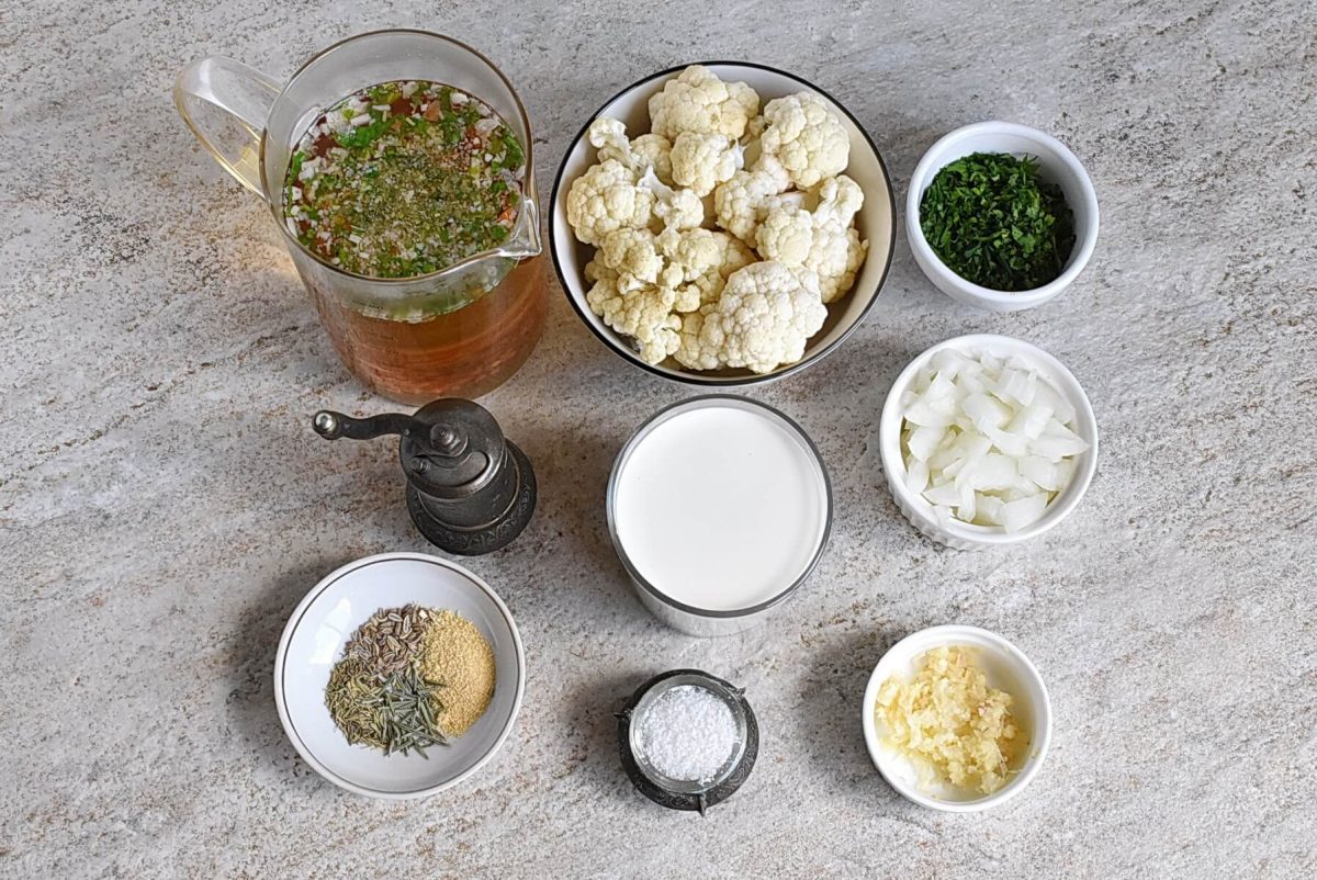 Ingredients for Vegan Cauliflower Soup