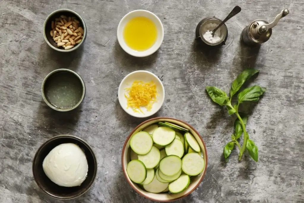 Ingredients for Zucchini Crudo