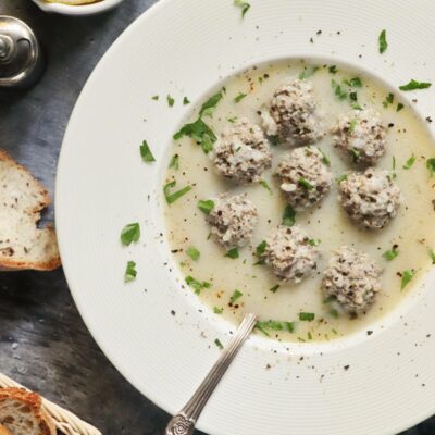 Greek Meatball Soup Recipe-Youvarlakia Recipe-Yuvarlakia Avgolemono-Easy Yuvarlakia Avgolemono-Lemony Greek Meatball Soup