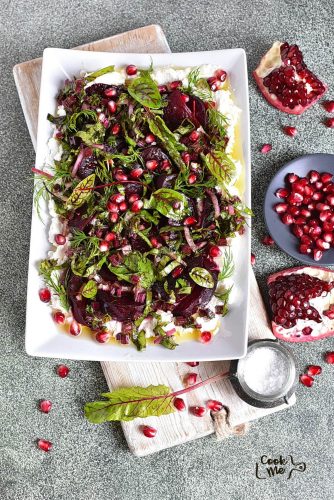 Roasted Beets with Beet Green Salsa Verde