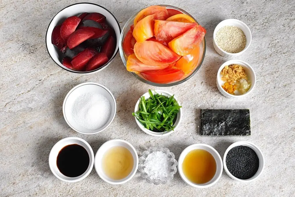 Ingredients for Tomato and Plum Salad