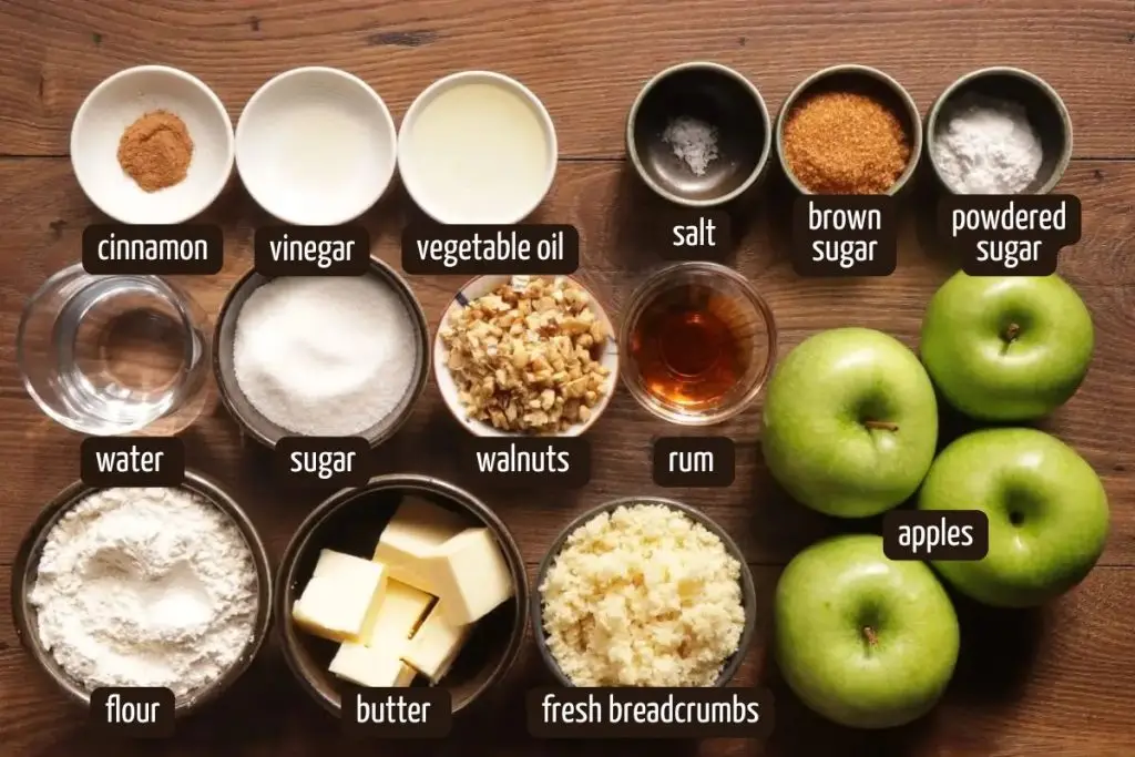 Ingredients for Austrian Apple Strudel Original Recipe