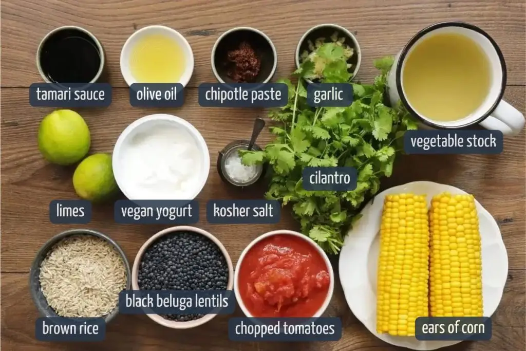 Ingredients for Chipotle Black Lentils