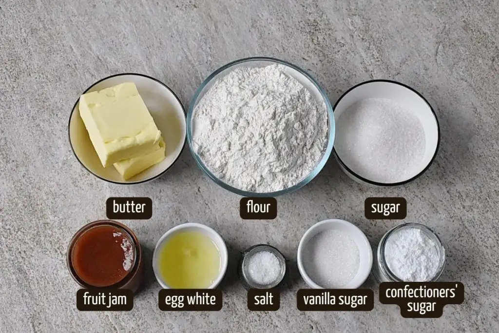 Ingredients for Halloween Ghost Linzer Cookies