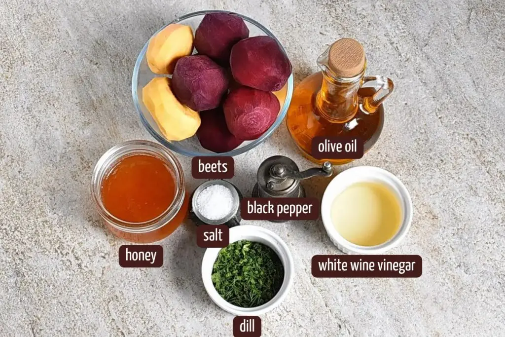 Ingredients for Roasted Hasselback Beets with Dill Dressing