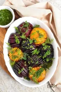 Roasted Hasselback Beets with Dill Dressing