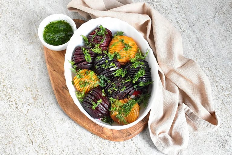 Step 7 - Roasted Hasselback Beets with Dill Dressing