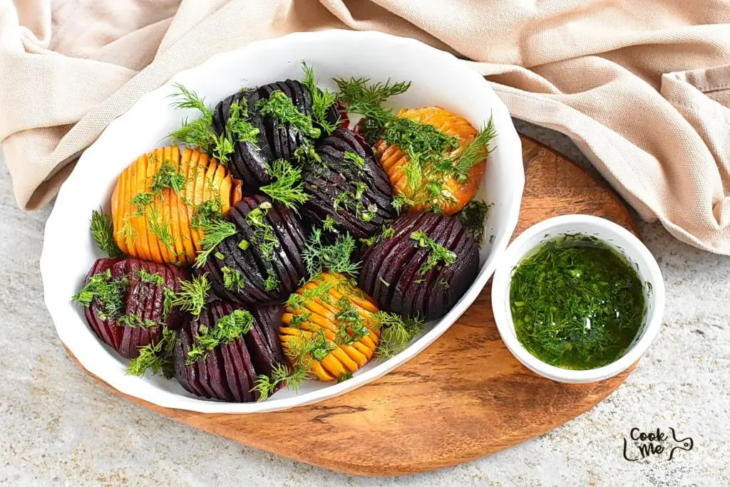 Roasted Hasselback Beets with Dill Dressing