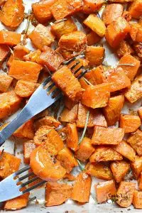 Garlic Honey Roasted Sweet Potatoes