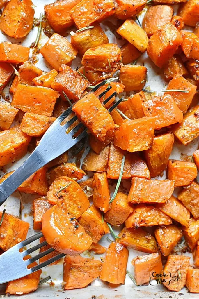 Garlic Honey Roasted Sweet Potatoes