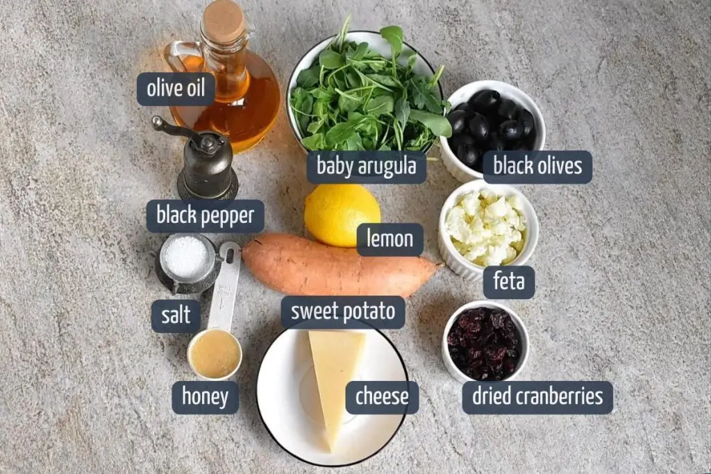 Ingredients for Ooky Spooky Sweet Potato Salad
