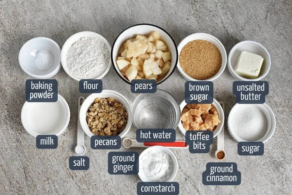 Ingredients for Pear and Ginger Pudding Cakes