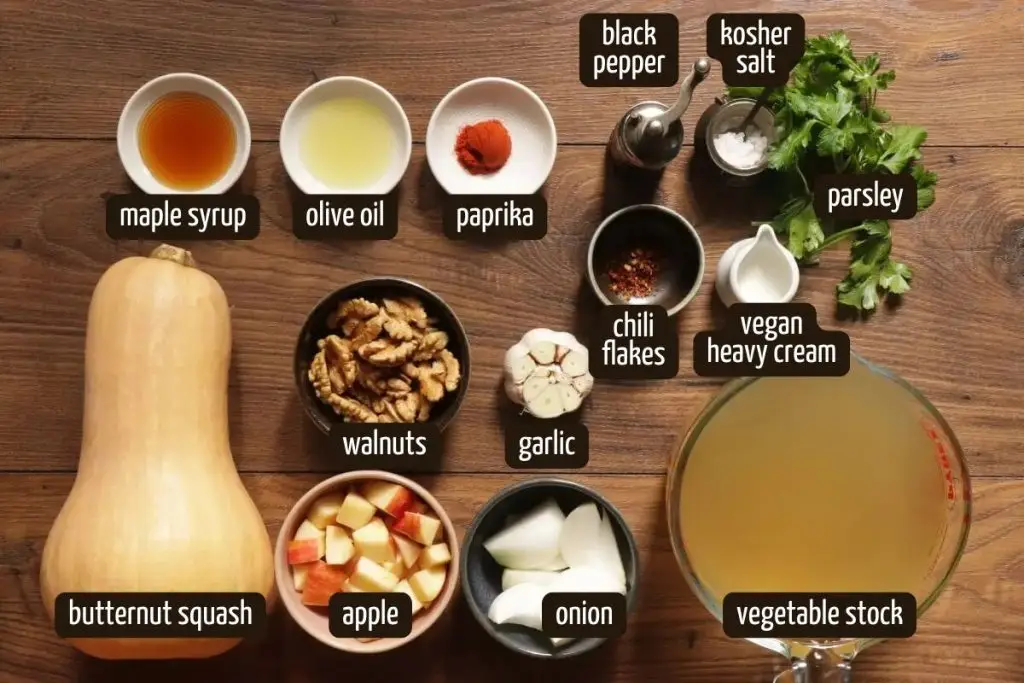 Ingredients for Vegan Roasted Butternut Squash Soup