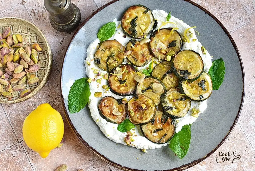 Zucchini Alla Scapece (Italian Zucchini recipe with Lemon Ricotta)