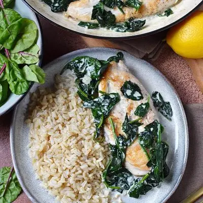 Chicken in Creamy Garlic Sauce with Spinach Recipe