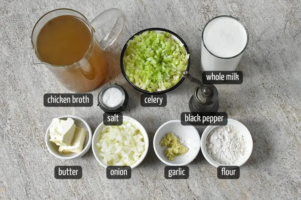 Ingredients for Cream of Celery Soup