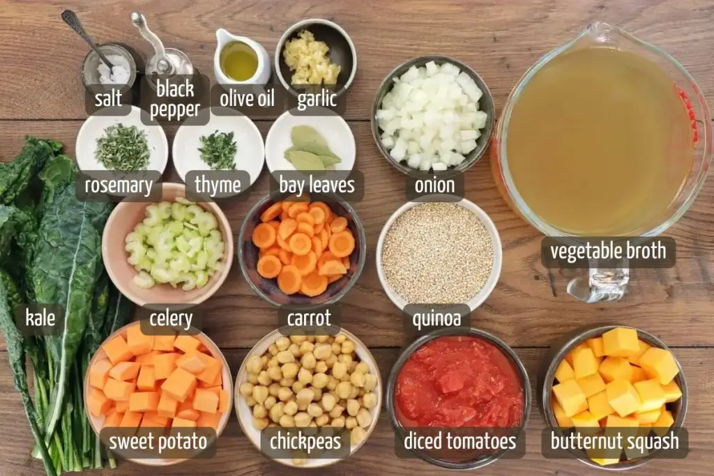 Ingredients for Fall Vegetable Quinoa Soup