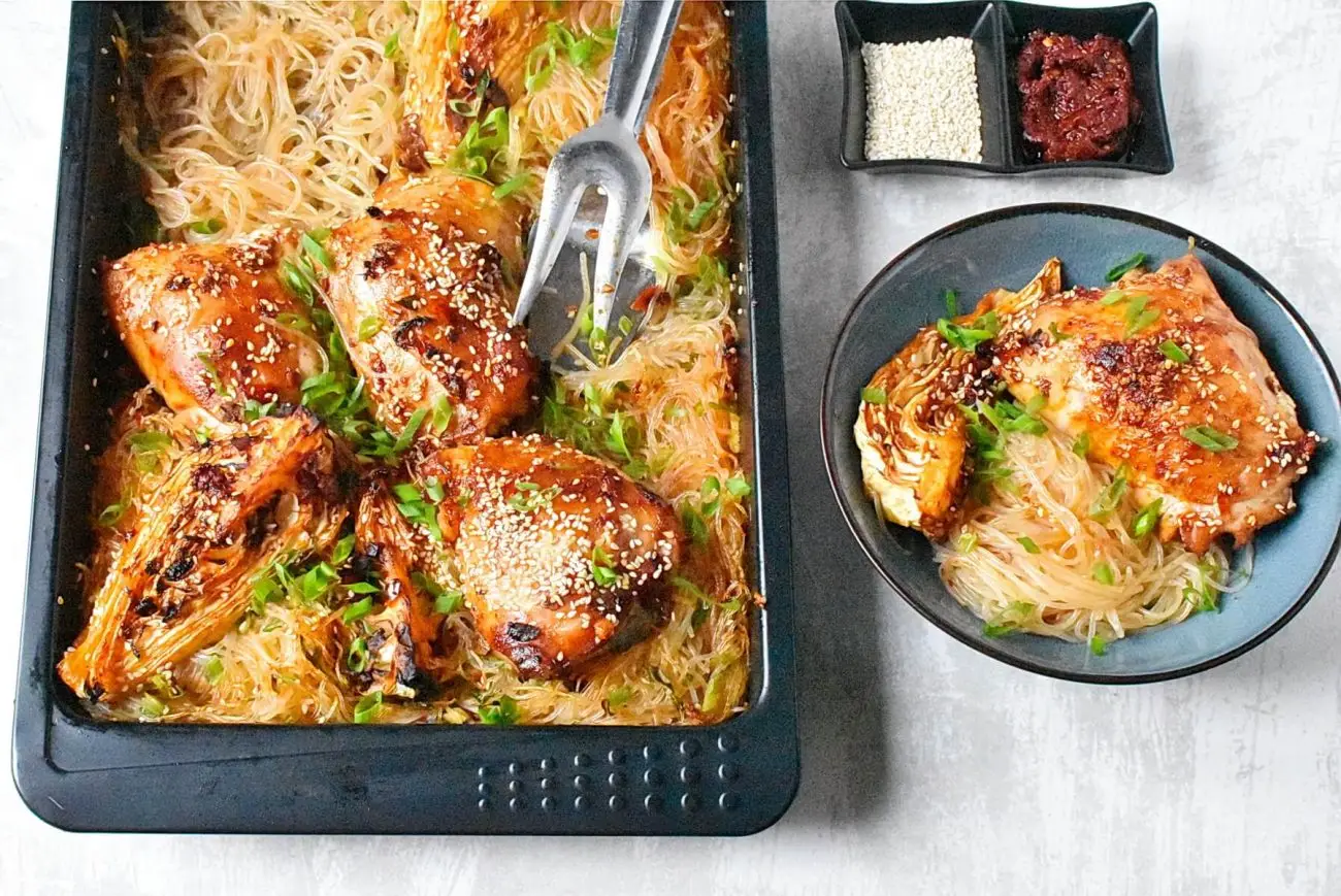 Gochujang Chicken Noodle Sheet Pan
