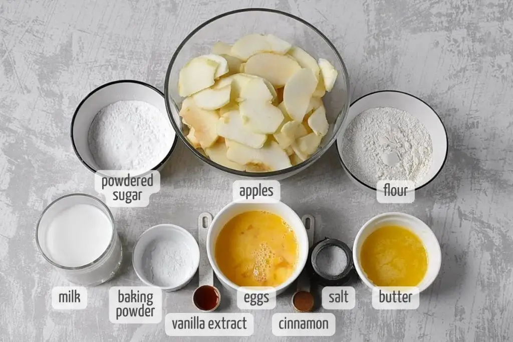 Ingredients for Invisible Apple Cinnamon Cake