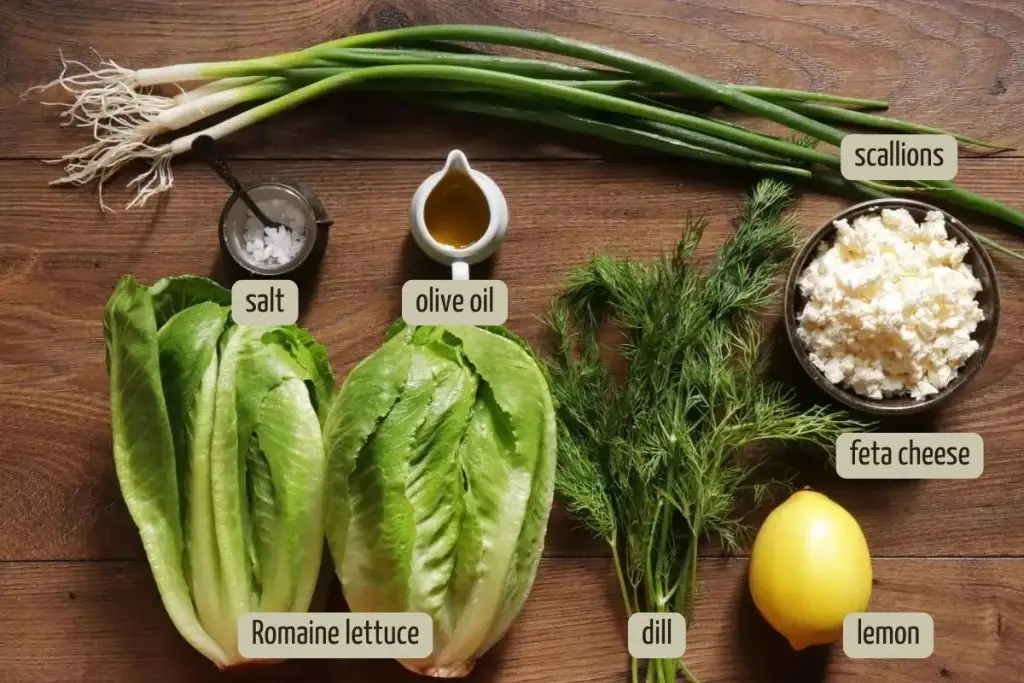 Ingredients for Maroulosalata (Greek Lettuce Salad)