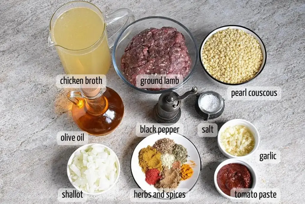 Ingredients for Mini Moroccan Meatball Soup with Couscous