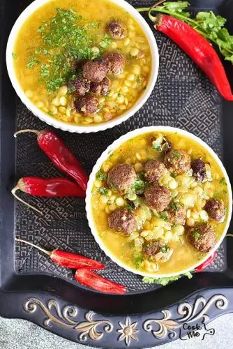 Mini Moroccan Meatball Soup with Couscous