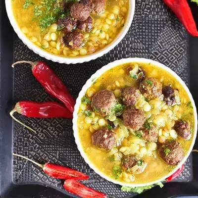 Mini Moroccan Meatball Soup with Couscous Recipe