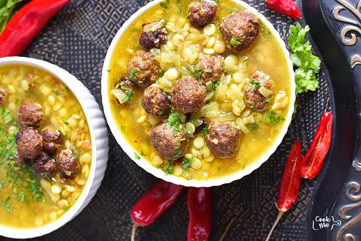 Mini Moroccan Meatball Soup with Couscous