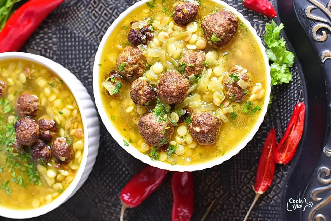 Mini Moroccan Meatball Soup with Couscous