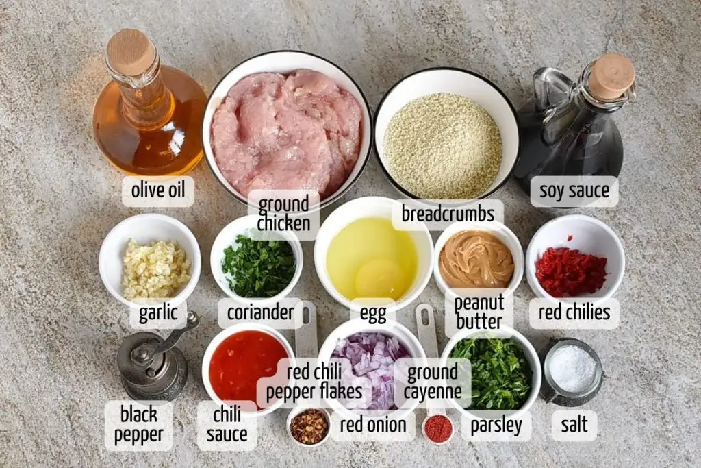 Ingredients for Baked Spicy Chicken Meatballs