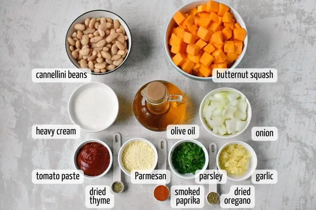 Ingredients for Creamy Roasted Butternut Beans